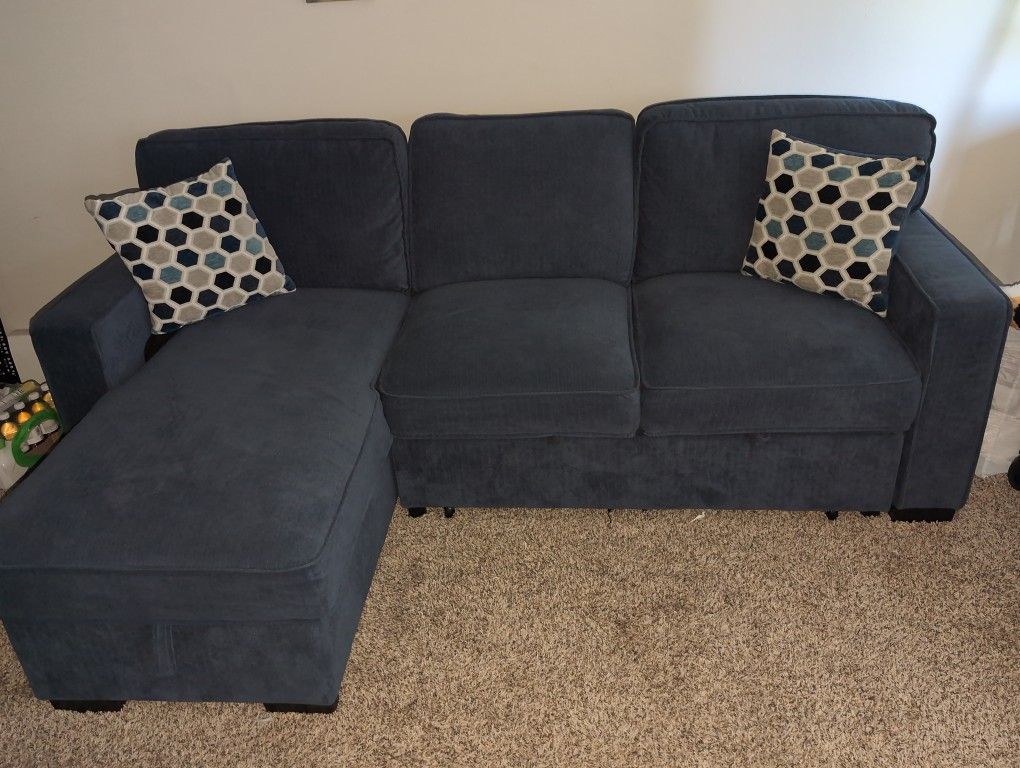 Blue Couch That Turns Into Bed