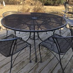 Black Wrought Iron 10 Pieces Patio Furniture Set 2 Tables 