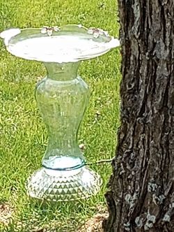 Pretty Clear Crystal Glass Birdbath 22Tx16W🦋🌻🐦🌷Buy 2 Or 3 Get Free Solar Fountain