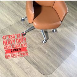 Heavy Duty Clear Hard Floor Chair Mat 47x35 (2 pack)