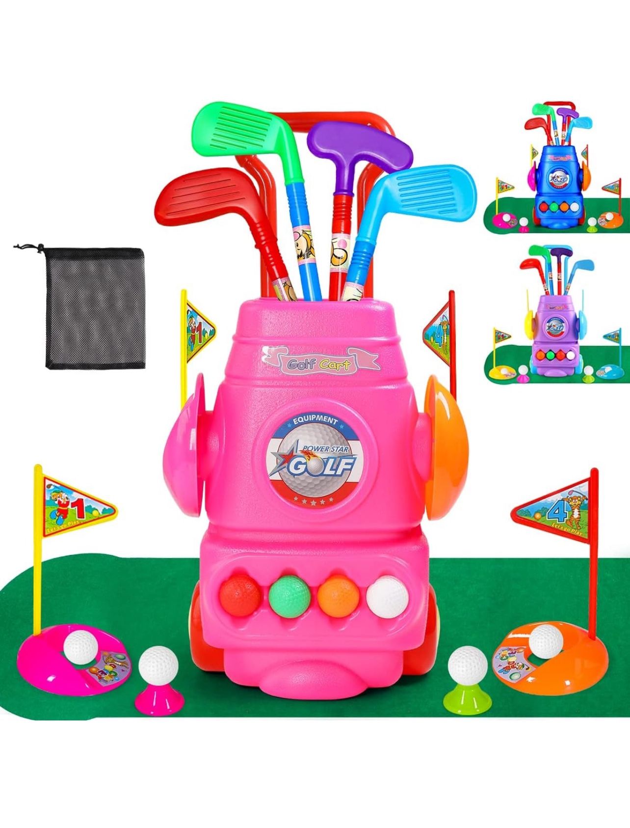 Brandnew  Kids Golf Club Set - Toddler Golf Ball Game Play Set Sports Toys Gift for Boys Girls 3 4 5 6 Year Old (Pink)