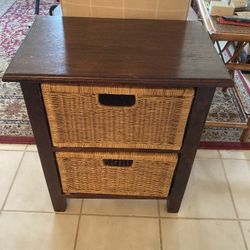 2 Basket Drawer Wood Table