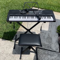 Ashore Electric Piano With Headphones And Microphone And Stool 