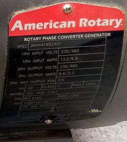 American Rotary Phase Converter
