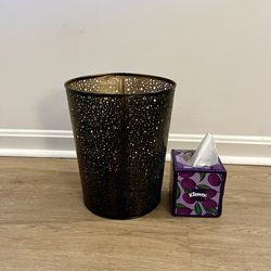 Designer metal trash can