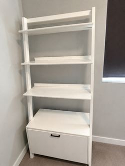 White Ladder Shelf with Storage Cabinet