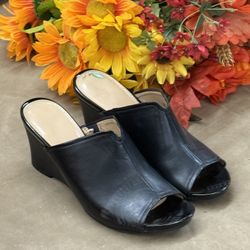 Women’s Black Wedge Mules