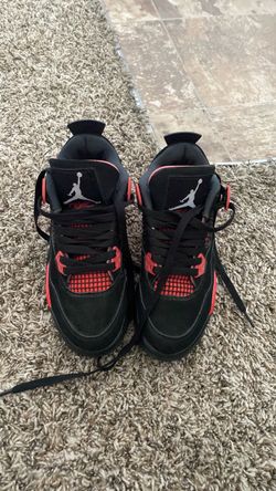 Boys Air Jordan 4 Retro Black Red Sneakers