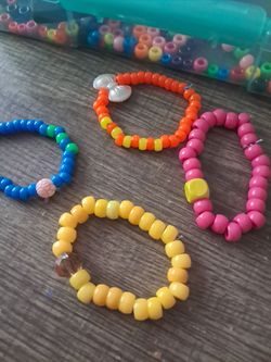 Handmade Pony Bead Bracelets Set of 4