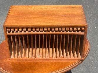 Mid Century Wooden cd Organizer Storage Box