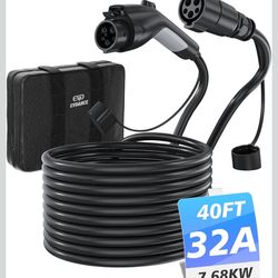 EV Charger Extension Cord, EVDANCE J1772 Extension Cable 32A 40FT Charging Cable for Electric Vehicle 110V-240V Compatible for All SAE J1772 Chargers(