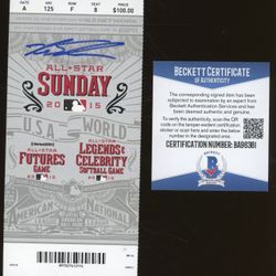 BAS COA Kyle Schwarber Signed 2015 All Star Baseball  Ticket Stub  Beckett 