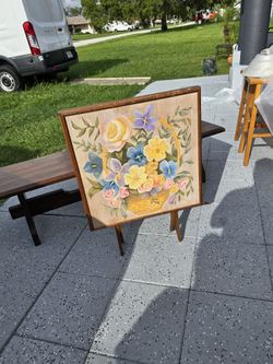 Flower Folding Table Hand Painted