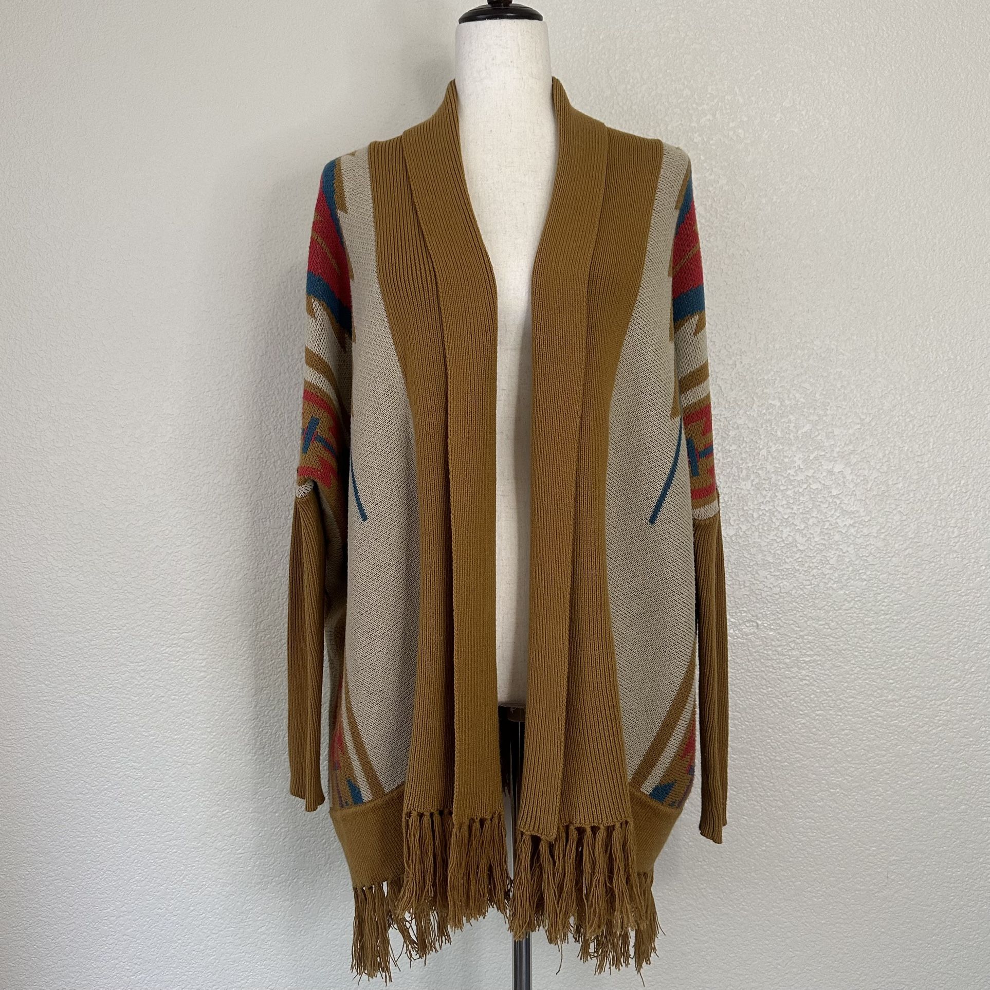 Urban Outfitters Ecote Tribal Knit Hem Poncho Cardigan, Sz Small