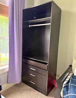 Dark Brown Wardrobe Closet with Drawers