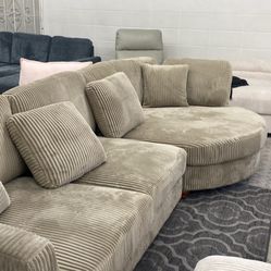 New Camel Corduroy Sectional Couch / Free Delivery
