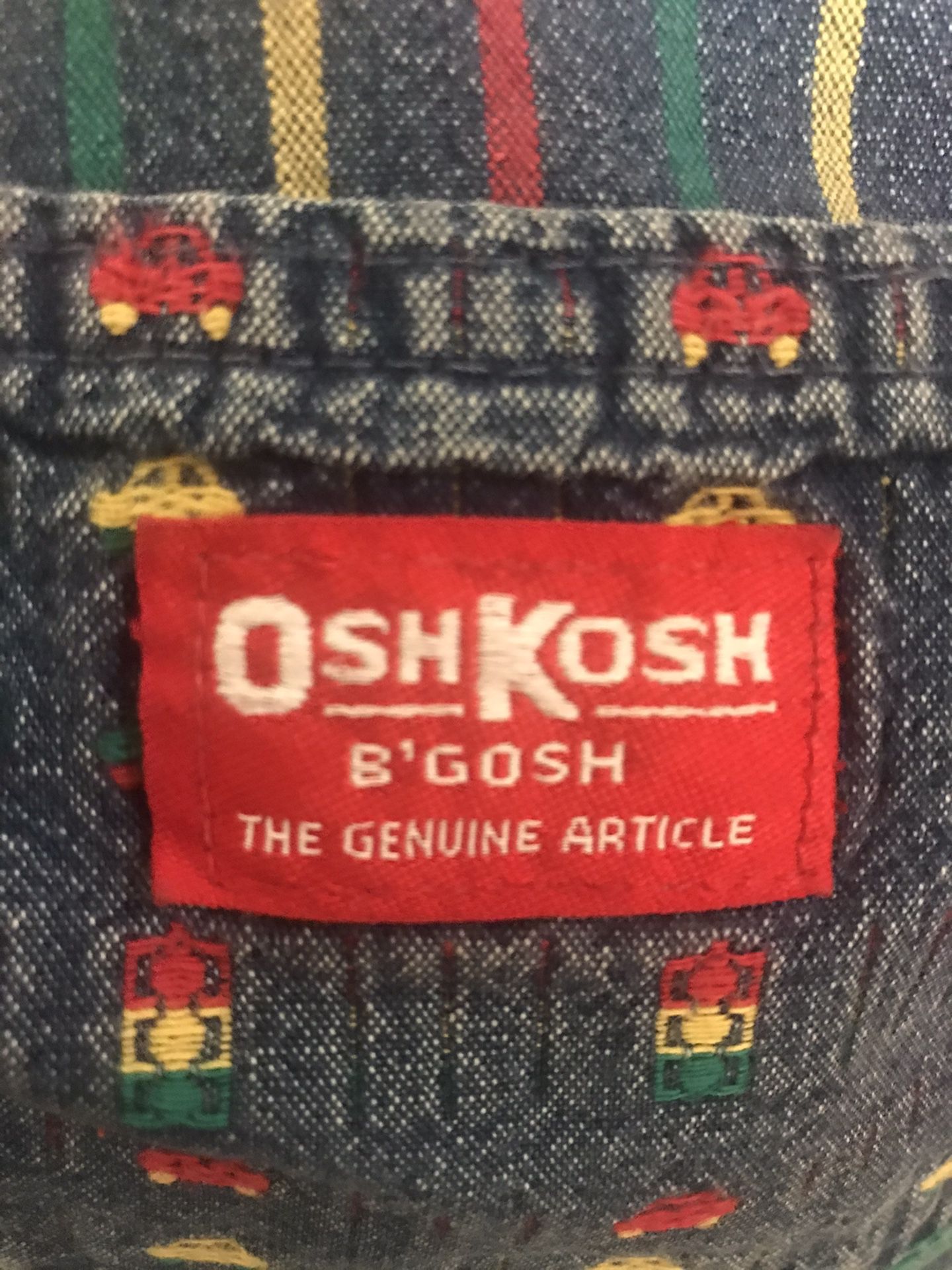OshKosh B’Gosh 3T Bib Overall Cars 🚗 & Lights VINTAGE