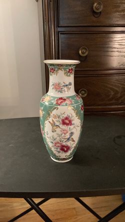 Porcelain Vase with Floral and Bird Design
