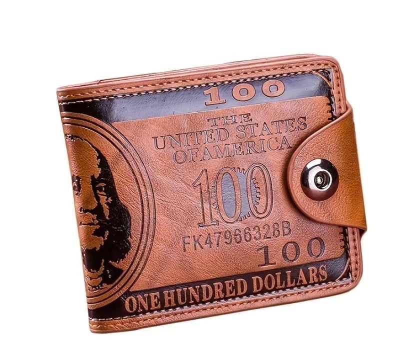 Men's Wallets With US Dollar Pattern Wallet Male Leather Wallet Photo Card Holde