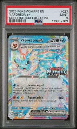 Vaporeon ex  Prismatic Evolutions Stamp 023/131 Pokemon Suprise Box Mint PSA 9