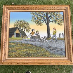 🎨 Framed Signed Artwork – “Country Road” Scene – Certified & Ready to Hang