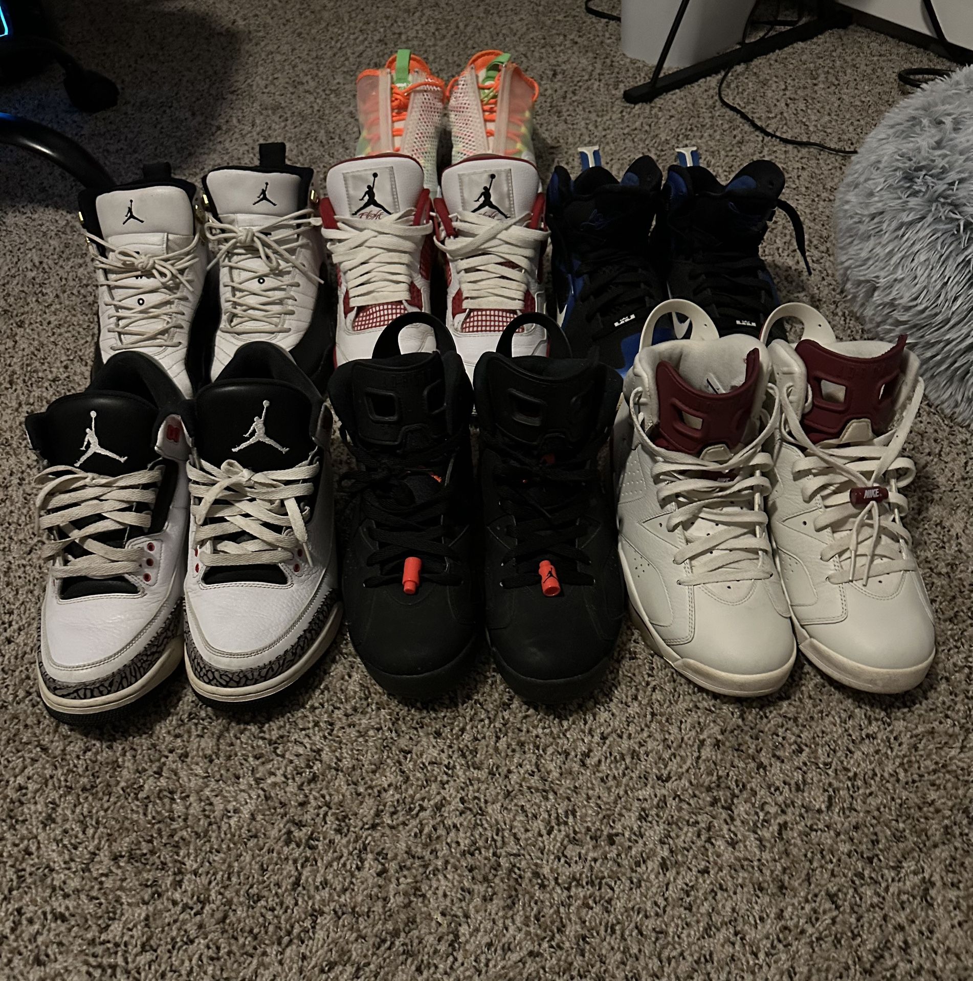 Retro Jordan 3’s 4’s 6’s 12’s, LeBron 9’s, PG 4’s