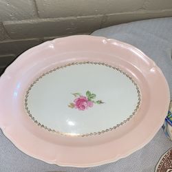 Edwin M. Knowles China Vitreous Floral gold and pink, serving platter perfect condition, not chip, not cracked moving and need to get rid of stu stuff