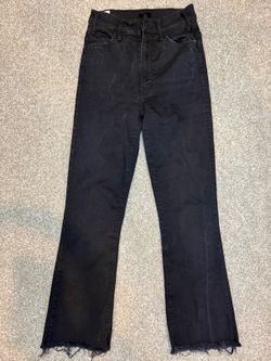 Mother The Hustler Ankle Fray Jeans - Not Guilty Black - Size 23