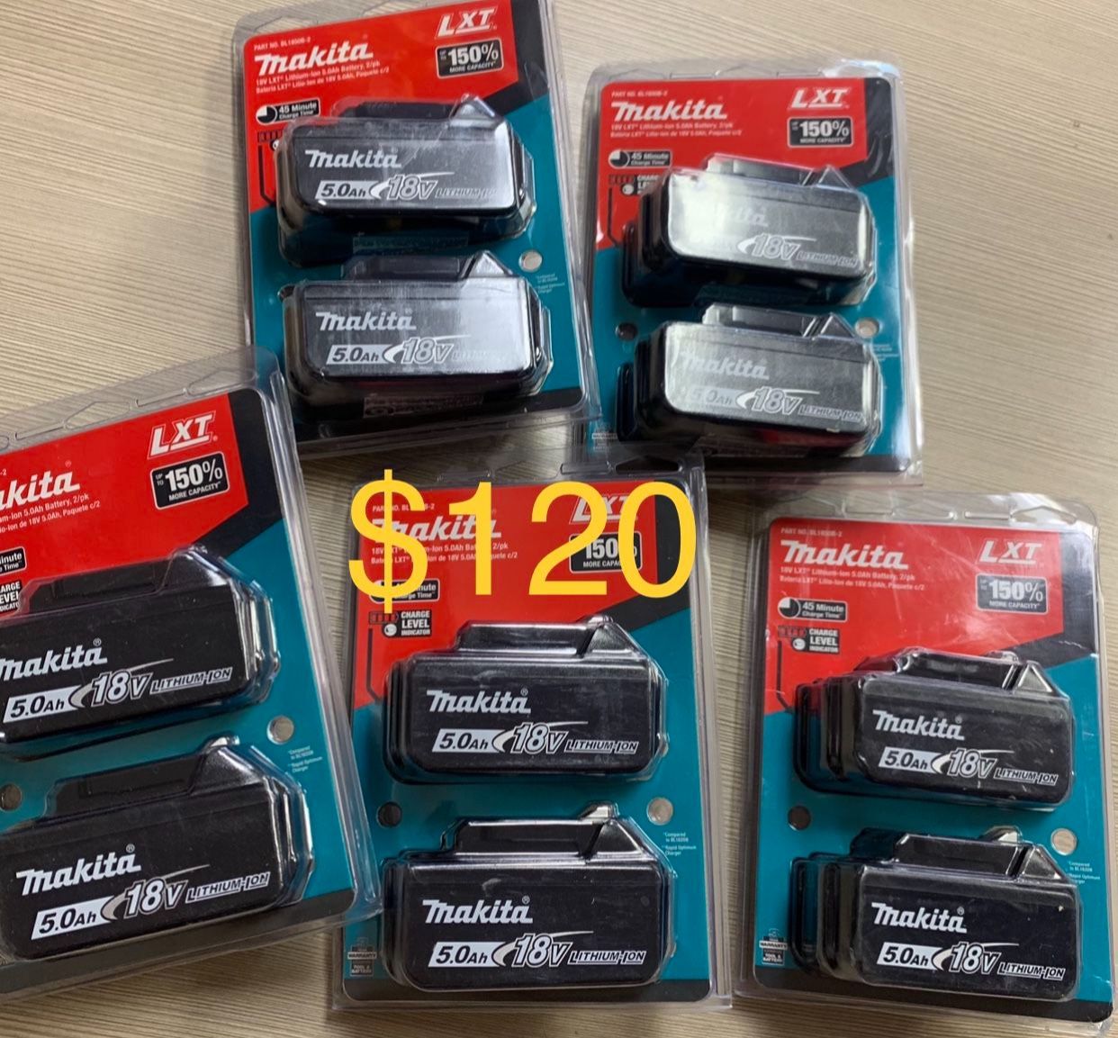 Makita New Pack Battery 5ah $120 Each Pack 