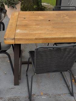Outdoor Patio Dining Set – Solid Wood Table & 6 Chairs