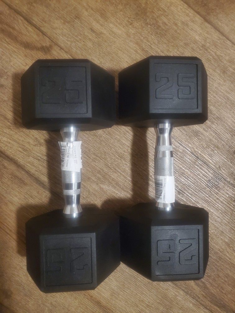25lb Rubber Dumbbells 