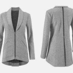 CABI #5300 Gray & White Drop-Off Striped Knit Blazer Sz XL NEW