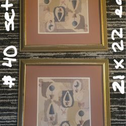 Glass & Wood Framed Artwork Set