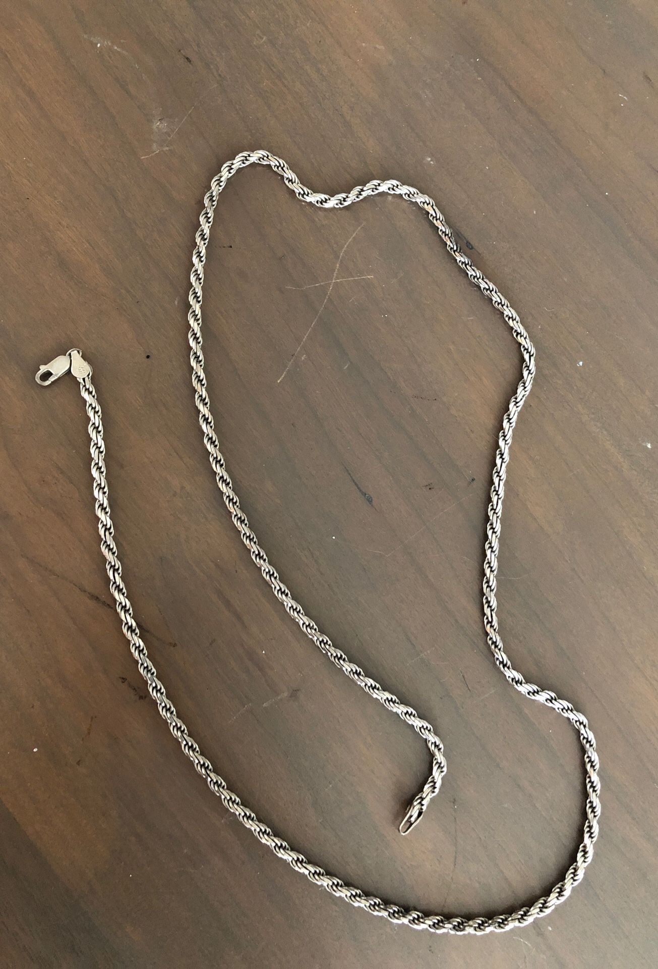 Italy 925 Silver rope. 29”