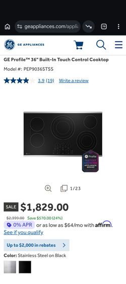 BRAND NEW NEVER USED GE Profile 36" Built-In Touch Control Cooktop PEP9036STSS