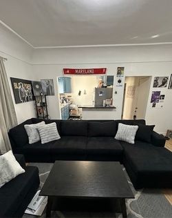 Black Sectional Sofa with Chaise & ottoman