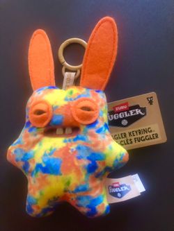FUGGLER Funny Ugly Monster Rabbit Tie Dye Bunny Plush Keychain