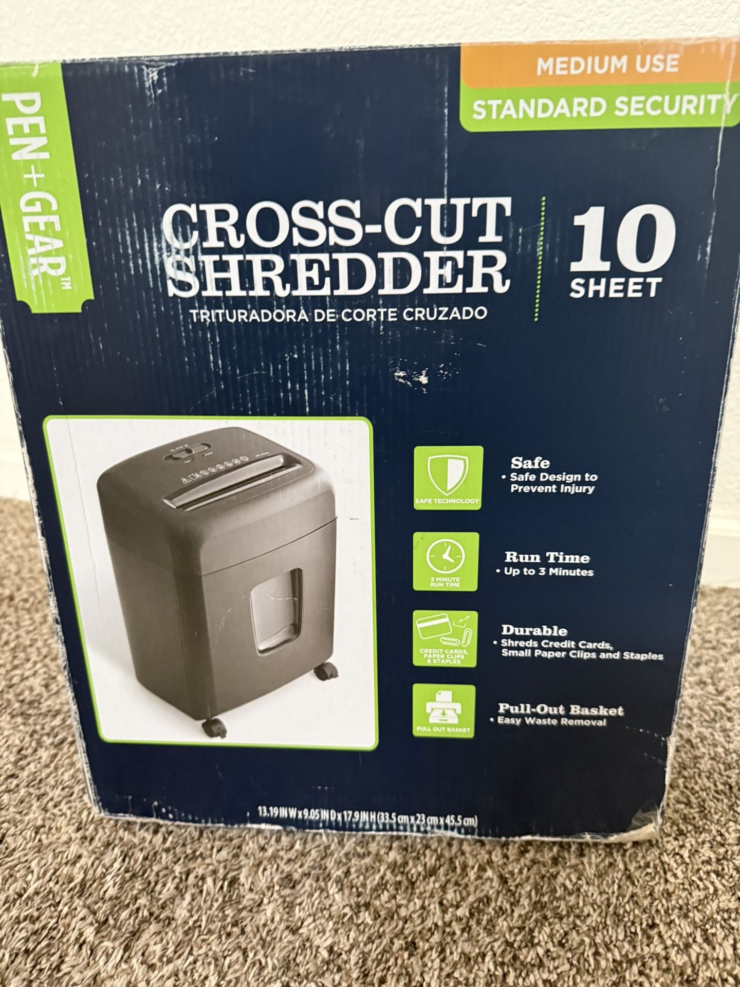 Brand New Pen + Gear Cross-Cut Shredder - 10 Sheet Capacity