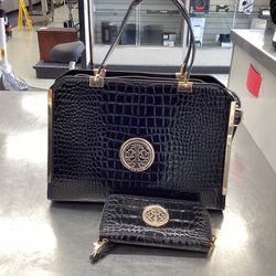 Dasein Women’s Large Satchel Handbag w/ Zipper Wallet