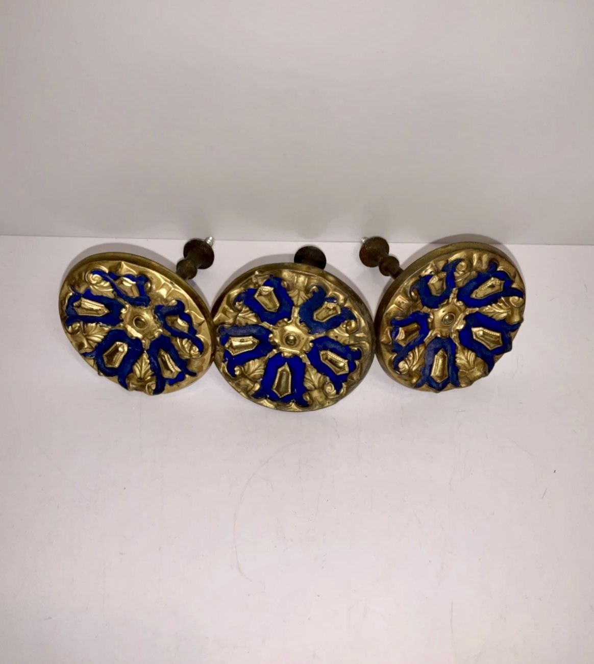 Antique One Of A Kind Brass Mounted Metal Drapery Hook Curtain Holders 1900’s