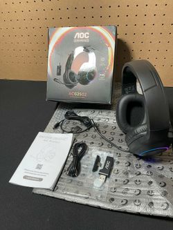 New AOC Wireless Gaming Headset for PS5, PS4, Nintendo Switch, PC- Black, Bluetooth 5.4 & 2.4GHz Gaming Headphones W/ Noise Canceling Mic, RGB, Type-C