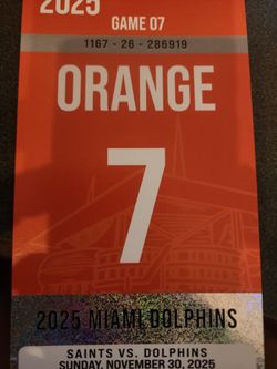Dolphins VS Saints Orange Parking Pass  Sunday