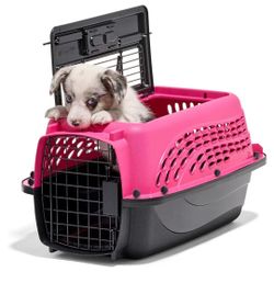 Petmate Pink and Black Plastic Pet Carrier