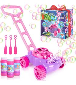 Brand New Bubble Lawn Mower for Toddlers 1-3, Kids Bubble Machine for 1-Year-Old Girl Gifts, Summer Outdoor Push Gardening Toys for Kids Age 1 2 3+ Bi