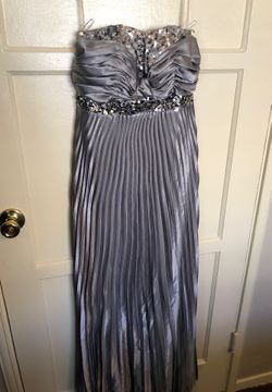 Silver pleated sequined dress