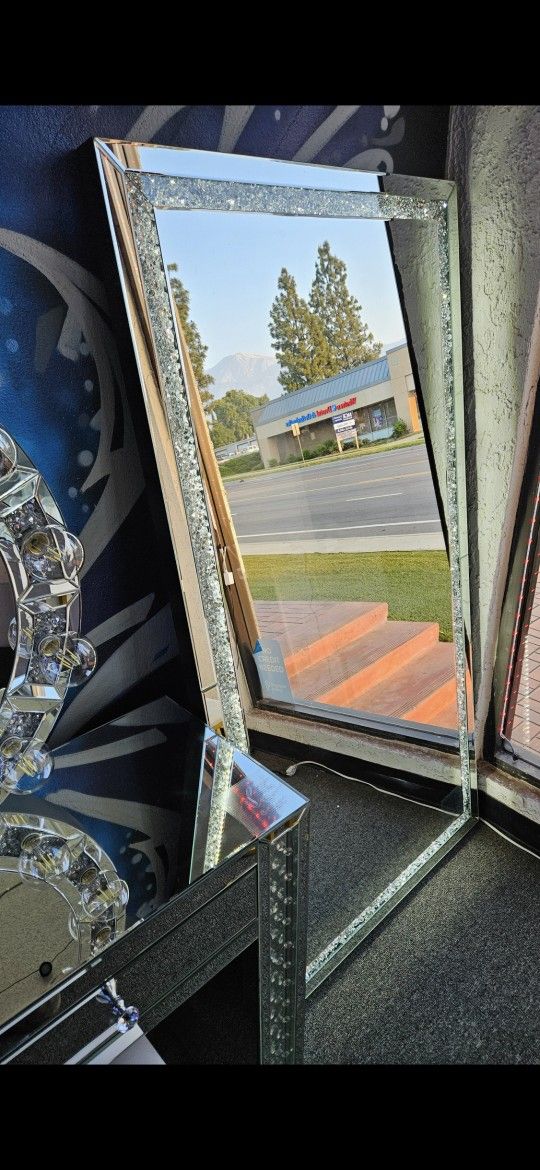 Brand New Large Mirror With Crystal Rock & LED $599