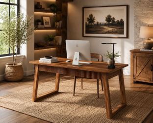 55-Inch Home Office Desk with Drawer Modern Minimalist Style Wooden Simple Study Writing Table