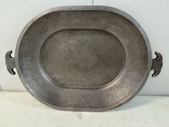 Vintage Servemaster 15 inch Handle To Handle Oval Platter Large Roaster Lid Cast Aluminum