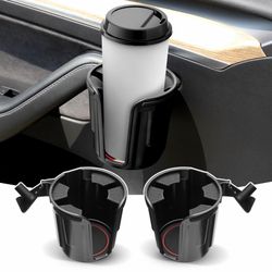 Set Of 2 Car Cup Holder For Tesla Model Y 2020-2025 / Model 3 2017-2023 Left&Right Side Door Cup Holder With Rubber Coaster Model Y/3 Accessories Comp