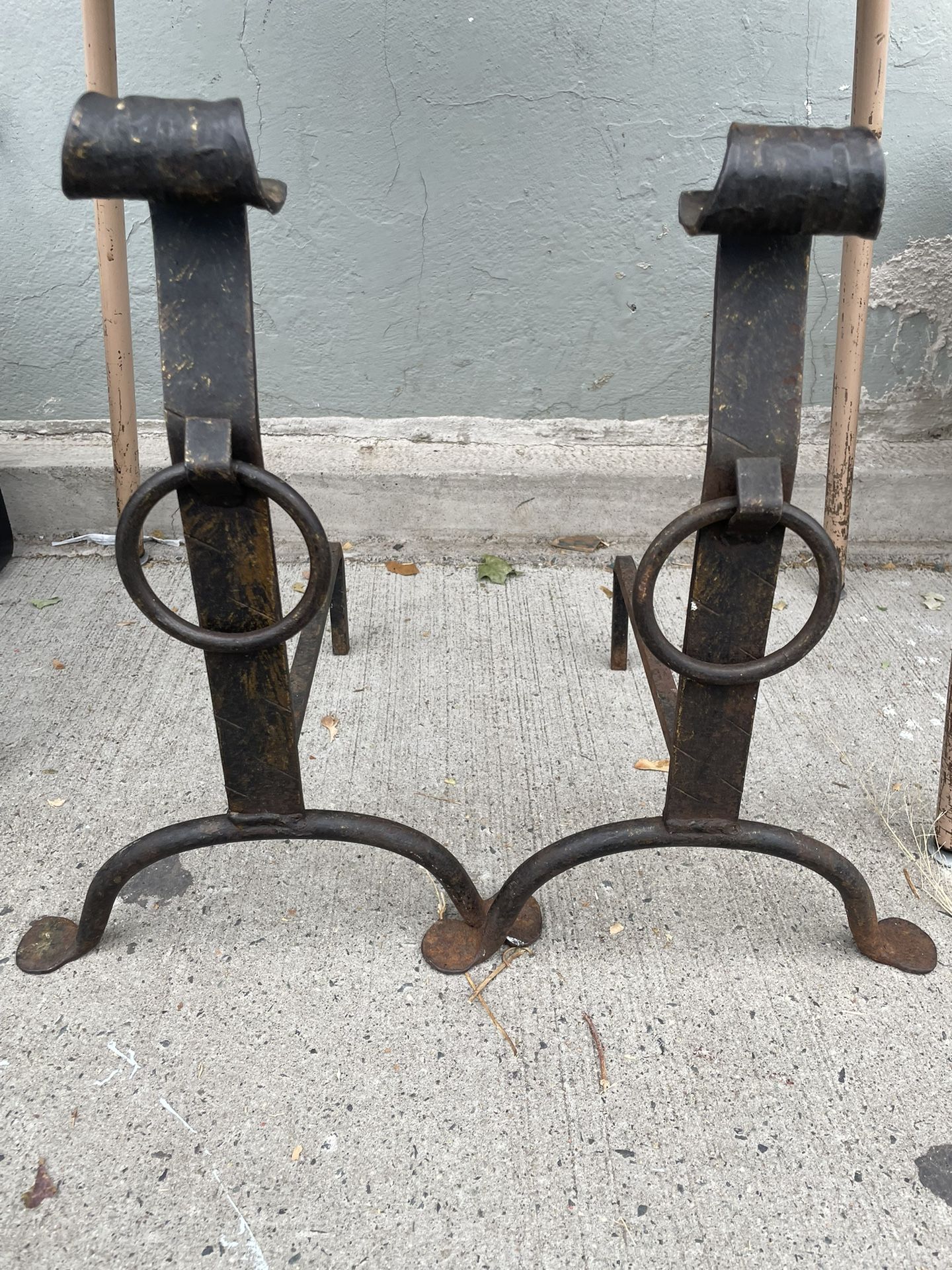 Antique Iron Andirons